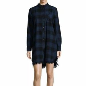 BEACHLUNCHLOUNGE Aidra Plaid Frayed Button Dress
